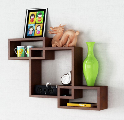 Home Sparkle Interconnected Wooden Wall Shelf(Number of Shelves - 3, Brown) Flipkart