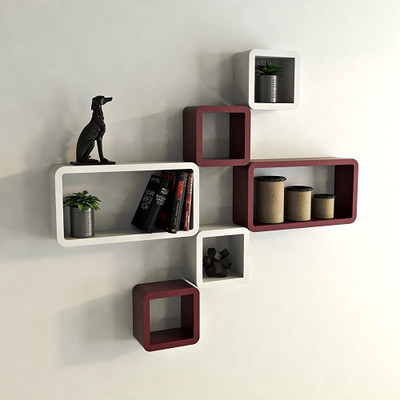 

Woodkartindia Asma Collection Wooden Wall Shelf(Number of Shelves - 6, Brown, White)