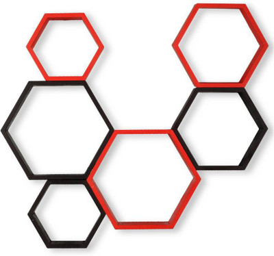 

VAS Collection Home MDF Wall Shelf(Number of Shelves - 6, Black, Red)