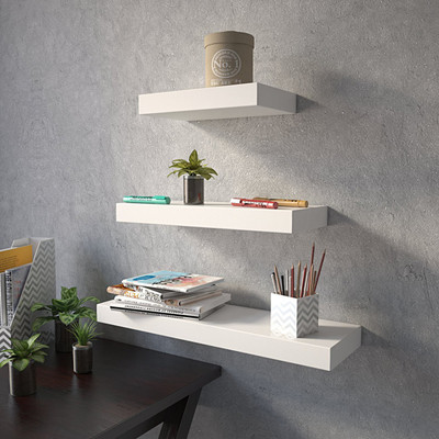 

DriftingWood Floating Storage Set Of 3 Rack Shelves/Shelf High Quality Wooden Home Decor Wall Shelf Wooden Wall Shelf(Number of Shelves - 3, White)