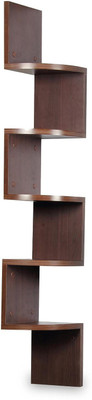Hardika Furniture corner zigzag MDF (Medium Density Fiber) Wall Shelf(Number of Shelves - 5, Brown)