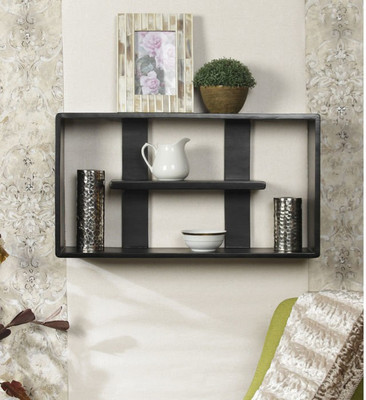 

Onlineshoppee multiple compartments Wooden Wall Shelf(Number of Shelves - 4, Black)