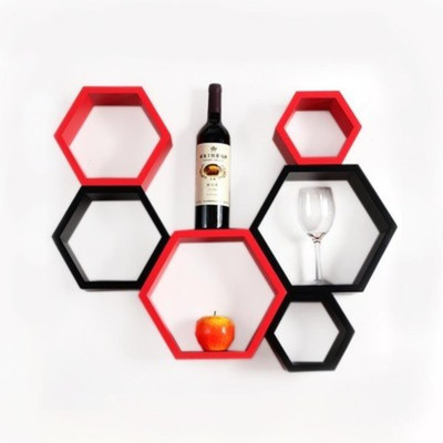 

Onlineshoppee AFR993 Wooden Wall Shelf(Number of Shelves - 6, Orange, Black)