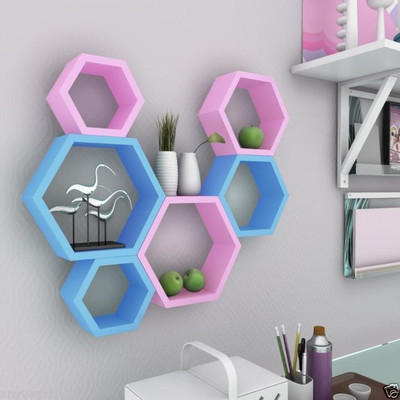 

Decorhand Wooden Wall Shelf(Number of Shelves - 6, Pink, Blue)