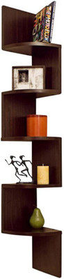 

Decoration Shop Zigzag Corner Wall Mount Shelf Unit (Walnut Finish, Brown) MDF Wall Shelf(Number of Shelves - 1)