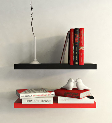 Decorhand Wooden Wall Shelf(Number of Shelves - 2, Red, White)