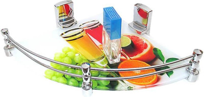 

RoyaL Indian Craft 12 By 12 Inch Amazing Fruits Printed Corner Glass Wall Shelf(Number of Shelves - 1, Multicolor)