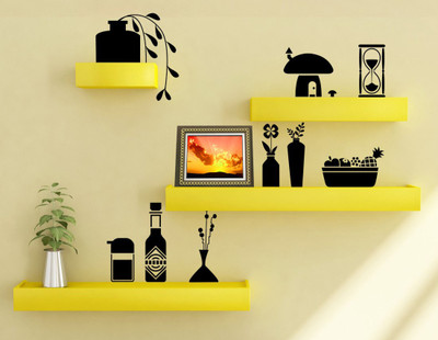 

Decorhand Wooden Wall Shelf(Number of Shelves - 4, Yellow)