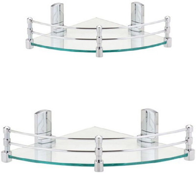 57 Off On Royal Indian Craft Combo Of 8 Inch And 10 Inch Corner Glass Wall Shelf Number Of Shelves 2 Clear On Flipkart Paisawapas Com