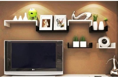 

Onlineshoppee Wooden Wall Shelf(Number of Shelves - 6, Black, White)