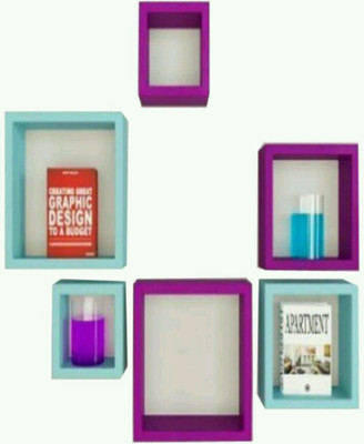 

OnlinePurchas Square Shape Wooden Wall Shelf(Number of Shelves - 6, Purple, Blue)