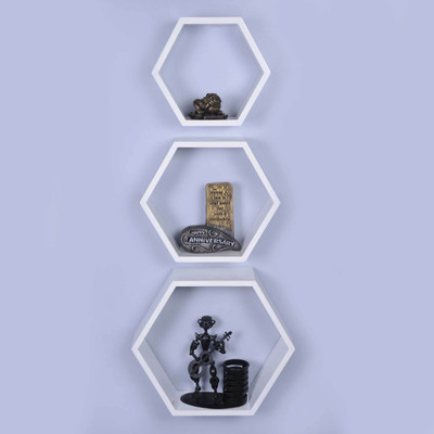 

Dcjc Dcjc Hexagon Shelf White - Set Of 3 MDF Wall Shelf(Number of Shelves - 3, White)