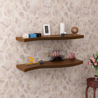

DriftingWood Curved Floating Storage Mounted Set Of 2 Rack Shelves/Shelf High Quality Wooden Home Decor Wall Shelf Wooden Wall Shelf(Number of Shelves - 2, Brown)