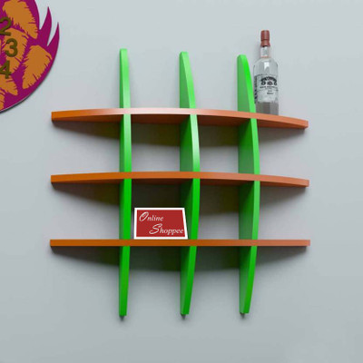 

Onlineshoppee Big Tier MDF Wall Shelf(Number of Shelves - 3, Orange, Green)