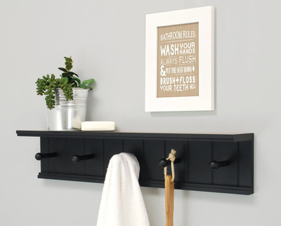 

Onlineshoppee Hangers MDF Wall Shelf(Number of Shelves - 1, Black)