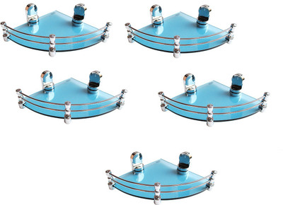 

RoyaL Indian Craft (Pack of 5) Queen Bracket Energetic Blue Glass 8 By 8 Inch Glass Wall Shelf(Number of Shelves - 5, Blue)