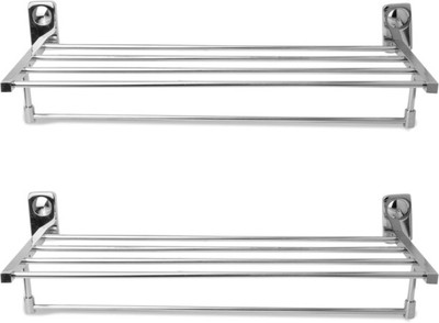 Handy 2ft long Towel Rack pac of 2pcs Stainless Steel Wall Shelf(Number of Shelves - 4)
