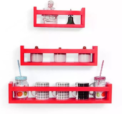 

Onlineshoppee Wall Decor Multipurpose MDF Wall Shelf(Number of Shelves - 3, Red)