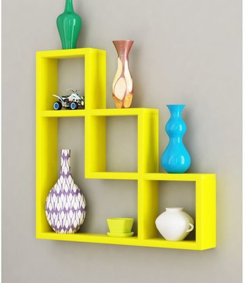 

Onlineshoppee Designer L Shape Wooden Wall Shelf(Number of Shelves - 7, Yellow)