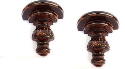 

Woodpedlar Pair Wooden, Iron Wall Shelf(Number of Shelves - 2, Black, Brown)