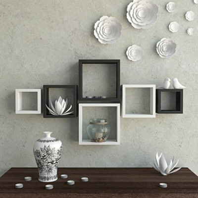 

VAS Collection Home MDF Wall Shelf(Number of Shelves - 6, White, Black)