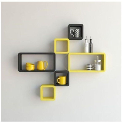 

Woodkartindia Asma Collection Wooden Wall Shelf(Number of Shelves - 6, Black, Yellow)