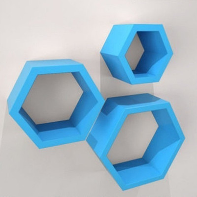 

Custom Decor Hexagon Wooden Wall Shelf(Number of Shelves - 3, Blue)