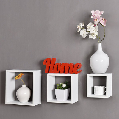

DriftingWood Nesting Square Mounted Set Of 3 Rack Shelves/Shelf High Quality Wooden Wall Shelf Wooden Wall Shelf(Number of Shelves - 3, White)