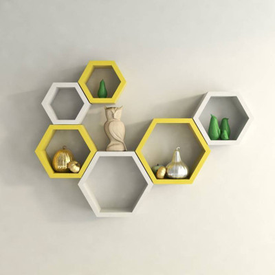 

VAS Collection Home MDF Wall Shelf(Number of Shelves - 6, Yellow, White)