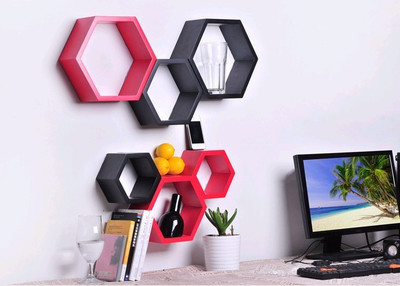 

Decor India Craft MDF Wall Shelf(Number of Shelves - 6, Red, Black)