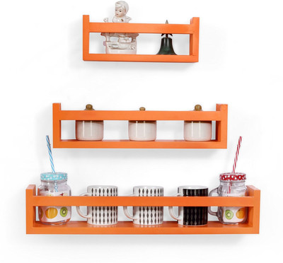 

Onlineshoppee Multipurpose Wooden Wall Shelf(Number of Shelves - 3, Orange)