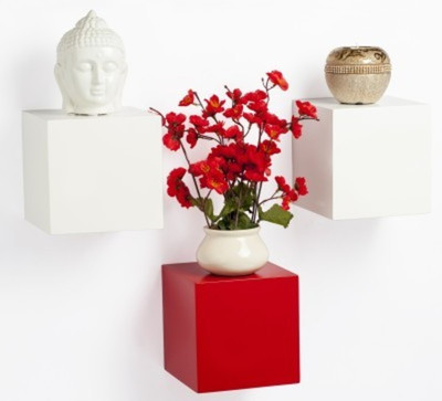 

Onlineshoppee Wooden Wall Shelf(Number of Shelves - 3, Red, White)