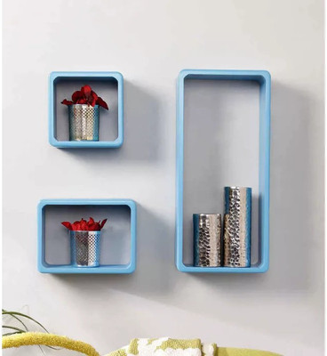 

Onlineshoppee Cube MDF Wall Shelf(Number of Shelves - 3, Blue)
