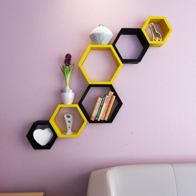 

Encore Decor Hexagon Shape MDF Wall Shelf(Number of Shelves - 6, Yellow, Black)