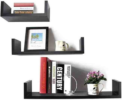 

Usha Furniture U Shape Wooden Wall Shelf(Number of Shelves - 3, Black)