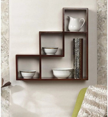 Onlineshoppee Handicraft Designer L Shape MDF Wall Shelf(Number of Shelves - 4, Brown)