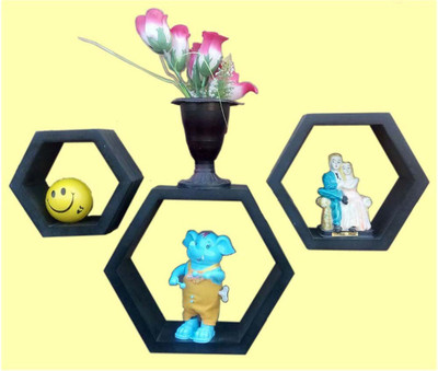 

BM Wood Furniture Hexagon set of 3 MDF Wall Shelf(Number of Shelves - 3)