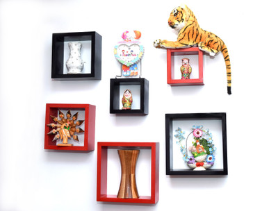 

Decor India Craft MDF Wall Shelf(Number of Shelves - 6, Red, Black)