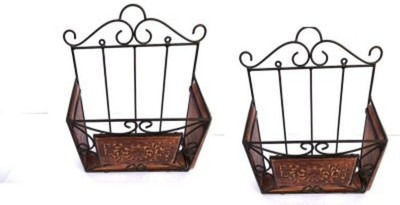 

Onlineshoppee Holder/Rack Shelf With Handcarving Work Set of 2 Wooden Wall Shelf(Number of Shelves - 2, Brown)