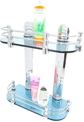 

RoyaL Indian Craft Royal BLUE Color 12 By 5 Inch Multipurpose Double Glass Wall Shelf(Number of Shelves - 2, Blue)