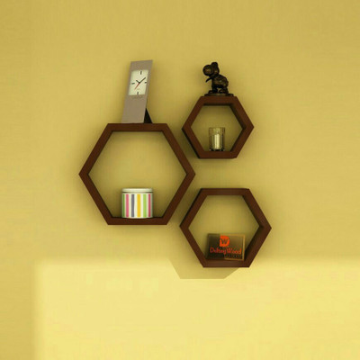 

Decor World Brown Hexagon Wooden Wall Shelf ( Set of 3 ) MDF Wall Shelf(Number of Shelves - 3, Brown)