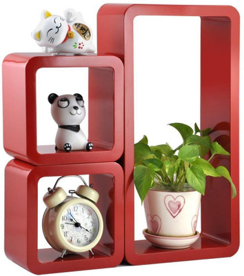 

Usha Furniture Wooden Wall Shelf(Number of Shelves - 3, Red)