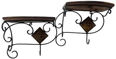 

Desi Karigar Wooden, Iron Wall Shelf(Number of Shelves - 2)