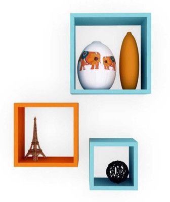 

Woodkartindia Wooden Wall Shelf(Number of Shelves - 3, Blue, Orange)