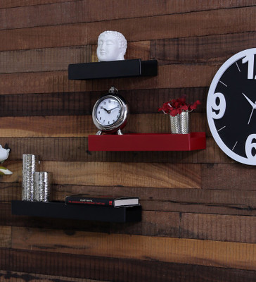 

Onlineshoppee MDF Wall Shelf(Number of Shelves - 3, Red, Black)