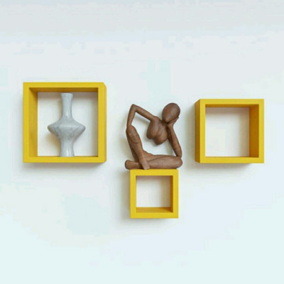 

MartCrown Cube Shape Wooden Wall Shelf(Number of Shelves - 3, Yellow)