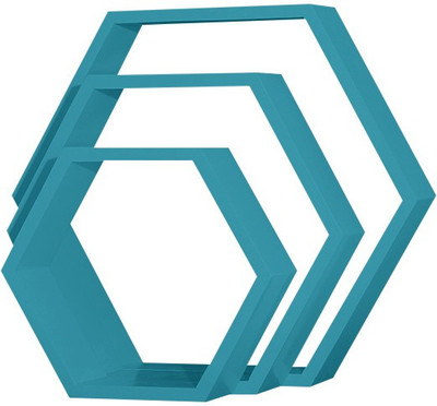 

Custom Decor Hexagon Wooden Wall Shelf(Number of Shelves - 3, Blue)