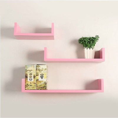 

Onlineshoppee Wooden Wall Shelf(Number of Shelves - 3, Pink)