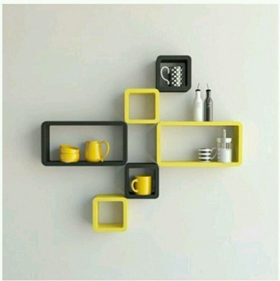 

MartCrown Rectangle Cube Wooden Wall Shelf(Number of Shelves - 6, Yellow, Brown)