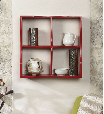 

Onlineshoppee Four compartments Wooden Wall Shelf(Number of Shelves - 4, Red)